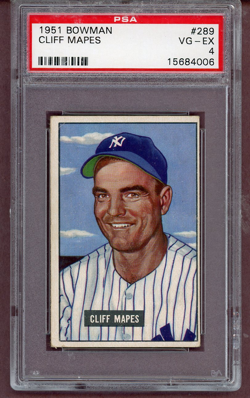 1951 Bowman Baseball #289 Cliff Mapes Yankees PSA 4 VG-EX 563642