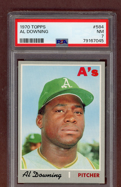 1970 Topps Baseball #584 Al Downing A's PSA 7 NM 563643