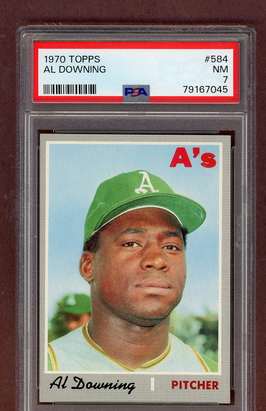 1970 Topps Baseball #584 Al Downing A's PSA 7 NM 563643