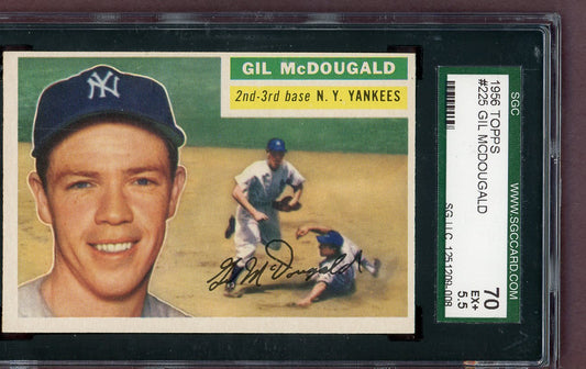 1956 Topps Baseball #225 Gil McDougald Yankees SGC 5.5 EX+ 563648