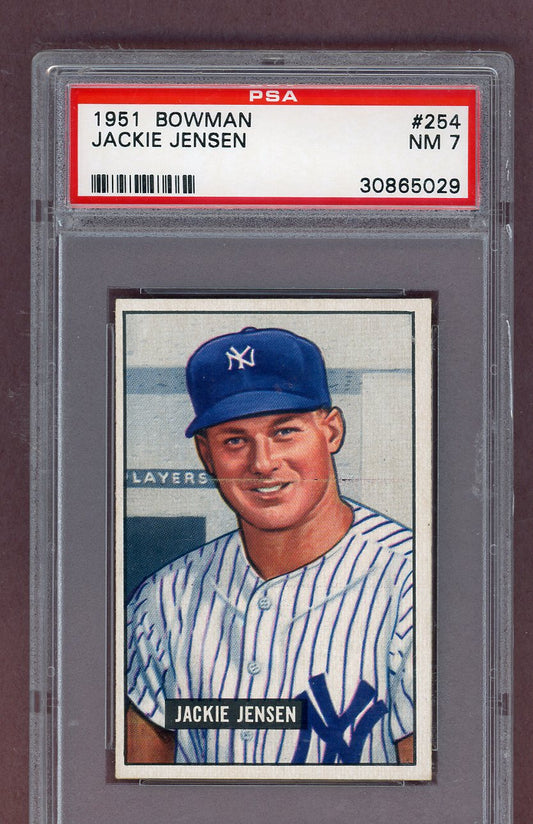 1951 Bowman Baseball #254 Jackie Jensen Yankees PSA 7 NM 563651