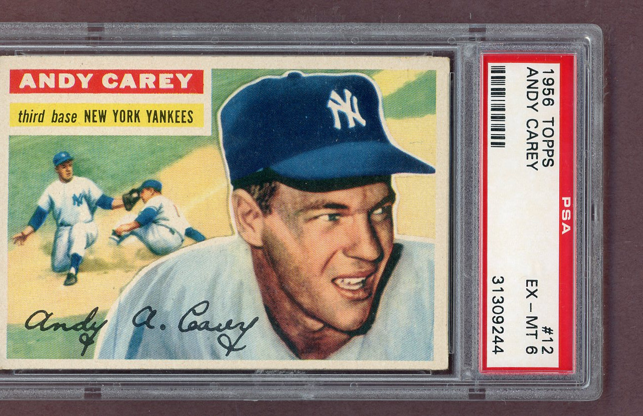 1956 Topps Baseball #012 Andy Carey Yankees PSA 6 EX-MT Gray 563659