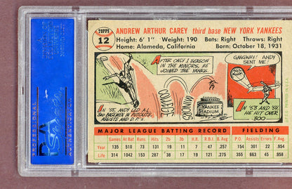1956 Topps Baseball #012 Andy Carey Yankees PSA 6 EX-MT Gray 563659