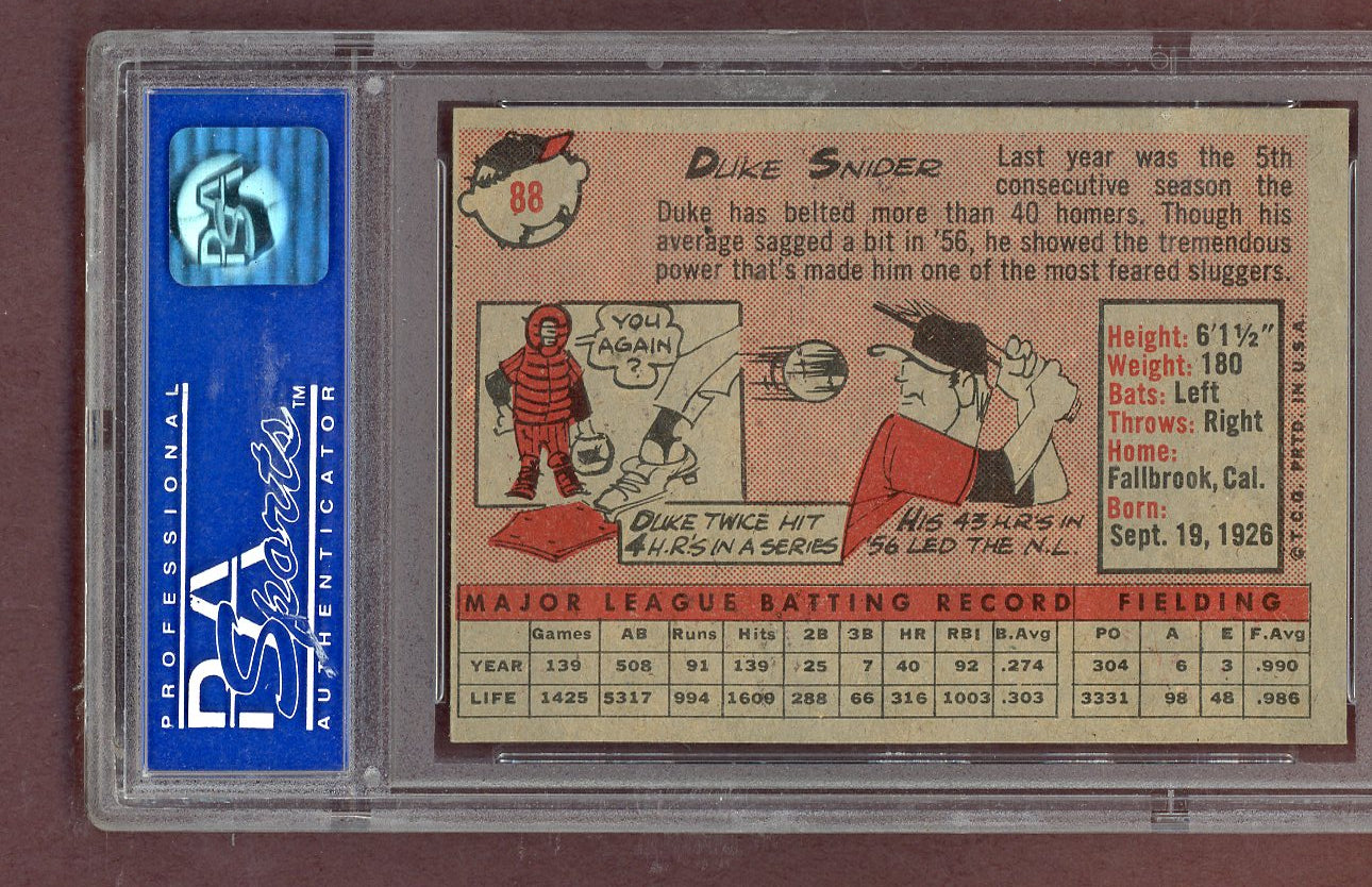 1958 Topps Baseball #088 Duke Snider Dodgers PSA 7 NM 563667