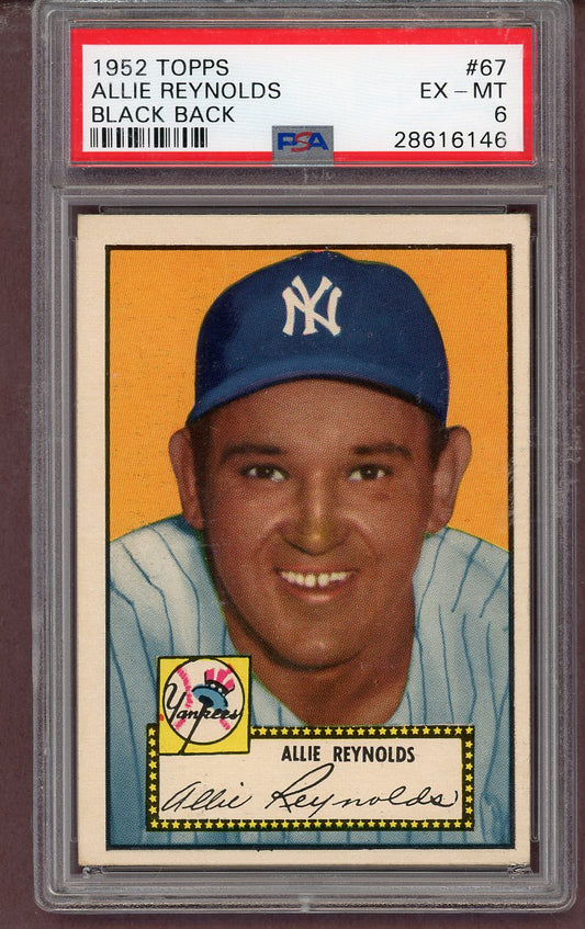 1952 Topps Baseball #067 Allie Reynolds Yankees PSA 6 EX-MT Black 563673