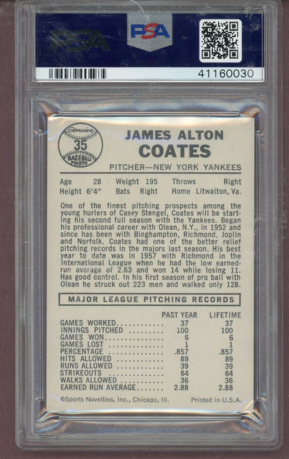 1960 Leaf Baseball #035 Jim Coates Yankees PSA 7 NM  563677