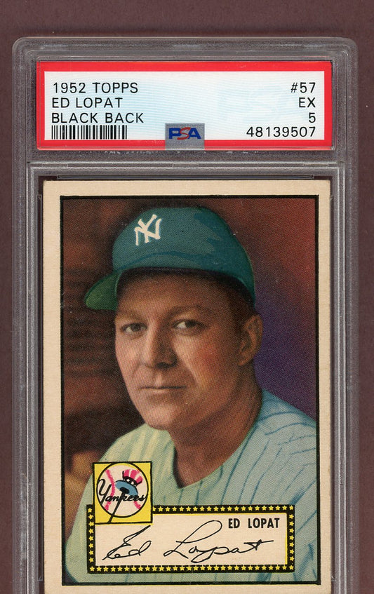 1952 Topps Baseball #057 Ed Lopat Yankees PSA 5 EX Black 563680