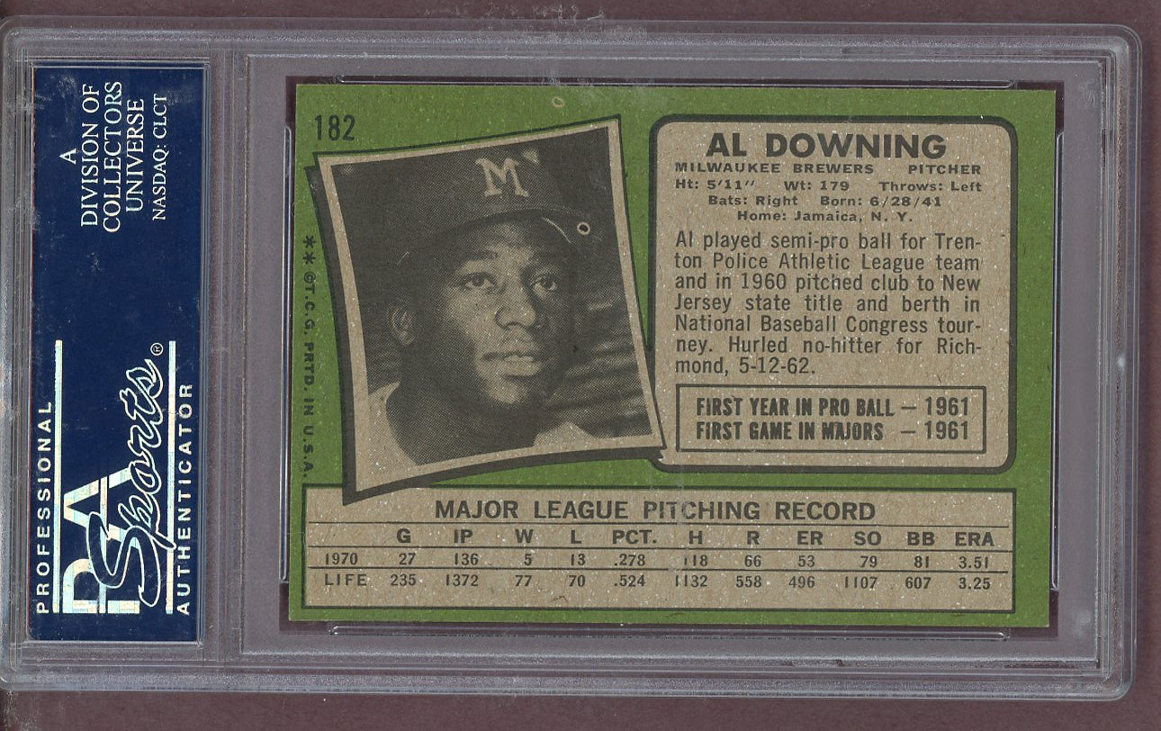 1971 Topps Baseball #182 Al Downing Brewers PSA 7 NM 563685