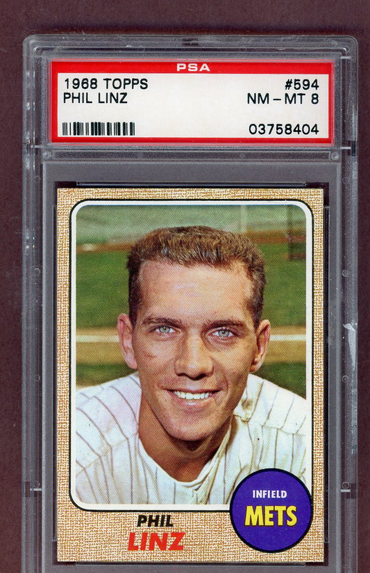 1968 Topps Baseball #594 Phil Linz Mets PSA 8 NM/MT 563687