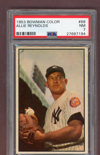 1953 Bowman Color Baseball #068 Allie Reynolds Yankees PSA 7 NM 563691