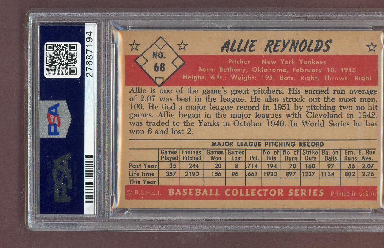 1953 Bowman Color Baseball #068 Allie Reynolds Yankees PSA 7 NM 563691