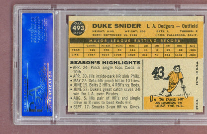 1960 Topps Baseball #493 Duke Snider Dodgers PSA 7 NM 563695