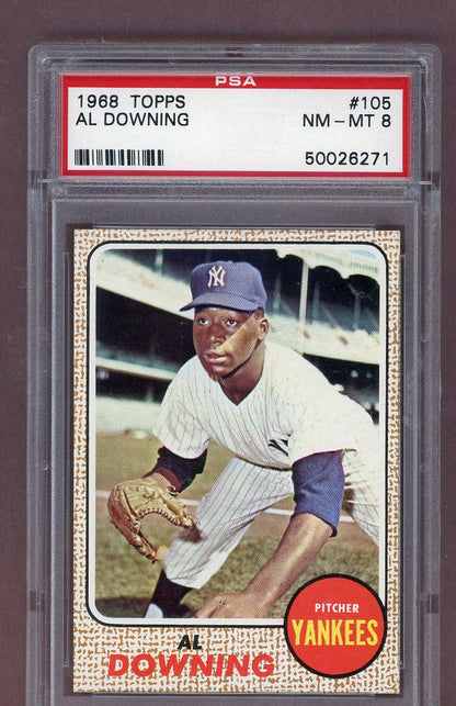 1968 Topps Baseball #105 Al Downing Yankees PSA 8 NM/MT 563699