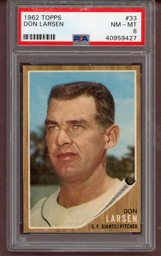 1962 Topps Baseball #033 Don Larsen Giants PSA 8 NM/MT 563702
