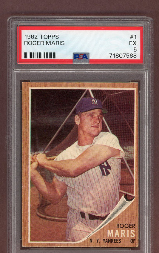 1962 Topps Baseball #001 Roger Maris Yankees PSA 5 EX 563704