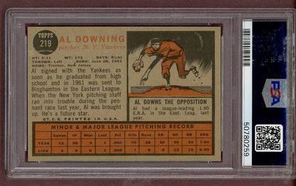 1962 Topps Baseball #219 Al Downing Yankees PSA 6 EX-MT 563706