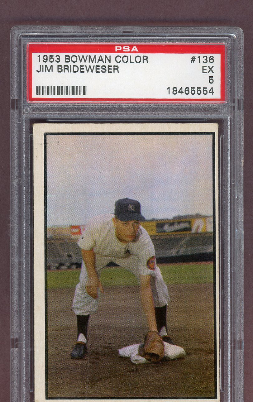1953 Bowman Color Baseball #136 Jim Brideweser Yankees PSA 5 EX 563712