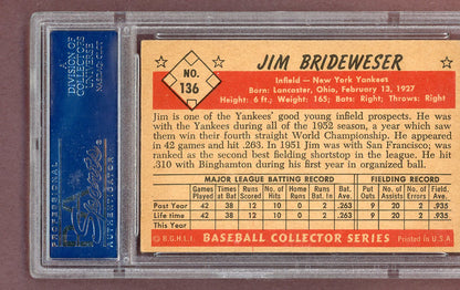 1953 Bowman Color Baseball #136 Jim Brideweser Yankees PSA 5 EX 563712