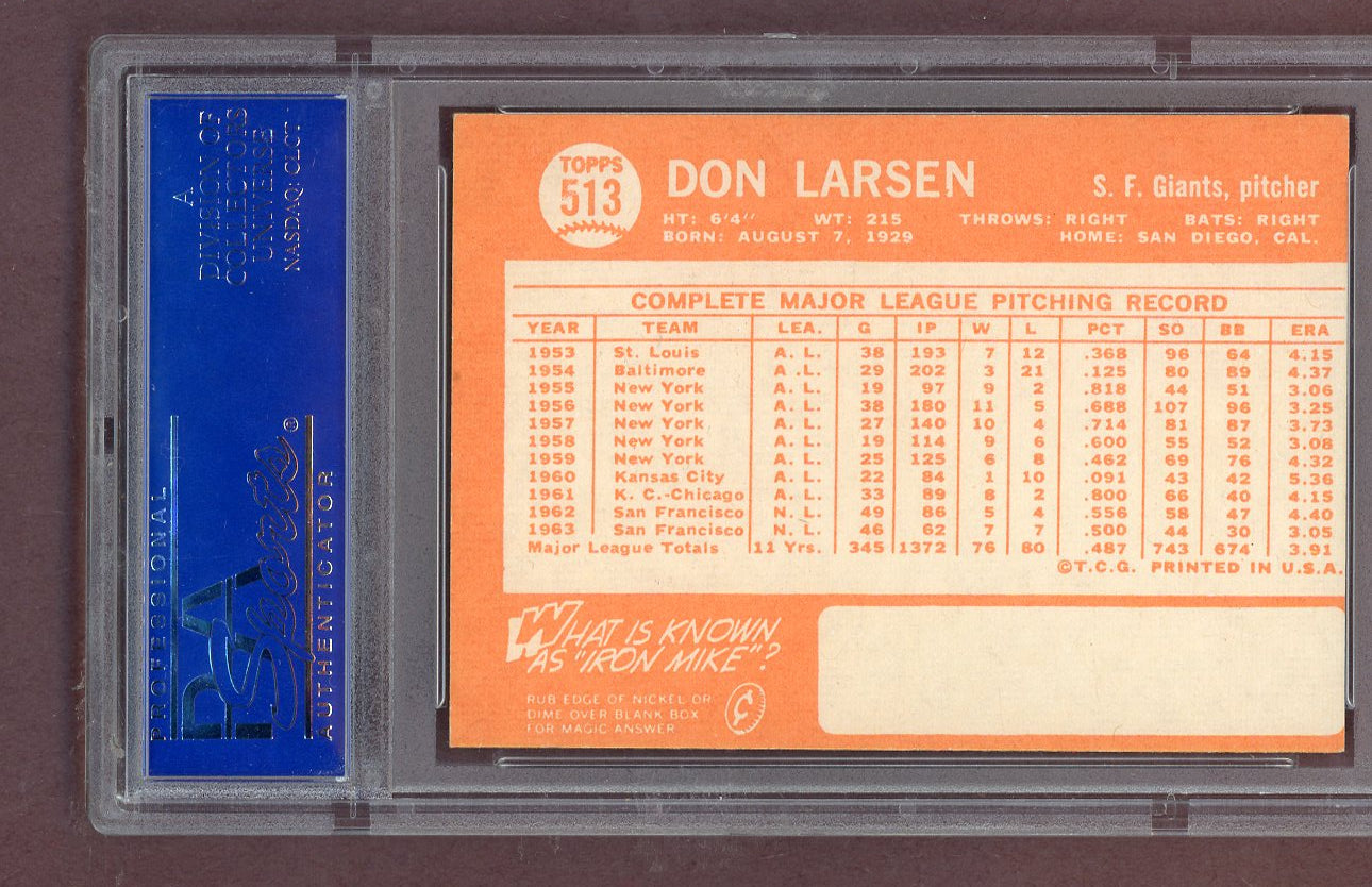 1964 Topps Baseball #513 Don Larsen Giants PSA 6 EX-MT 563715