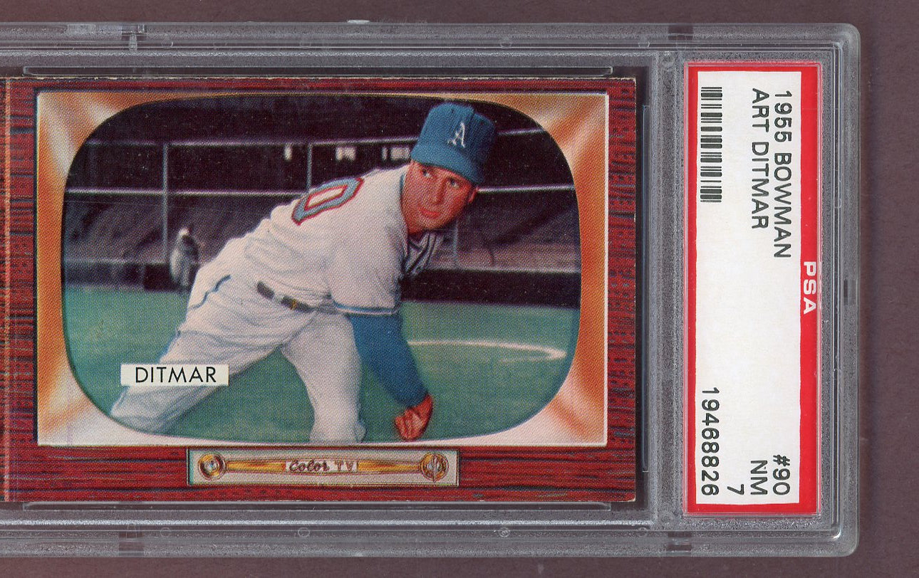 1955 Bowman Baseball #090 Art Ditmar A's PSA 7 NM 563716