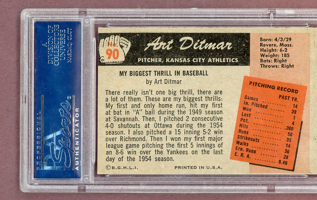 1955 Bowman Baseball #090 Art Ditmar A's PSA 7 NM 563716