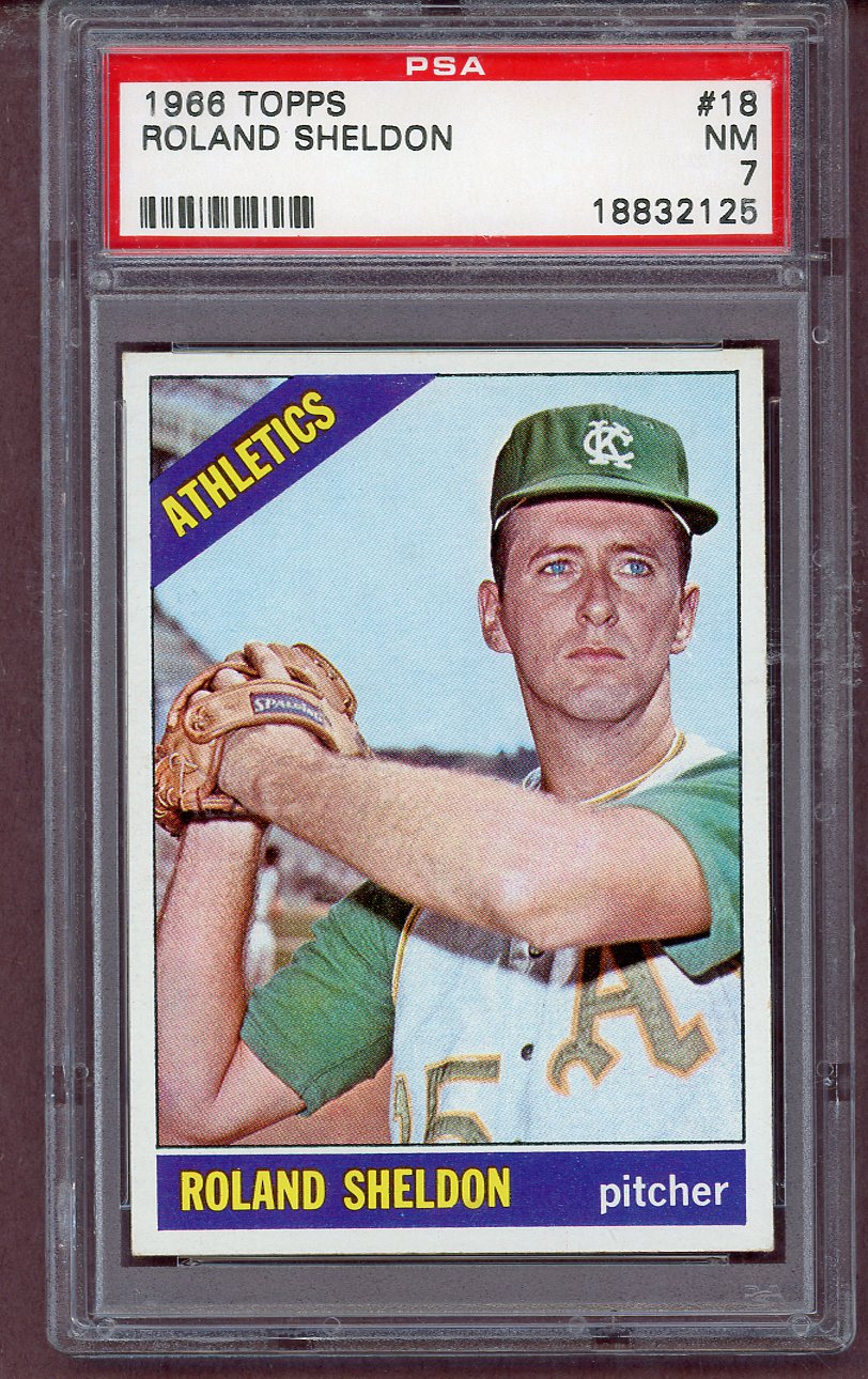 1966 Topps Baseball #018 Roland Sheldon A's PSA 7 NM 563717