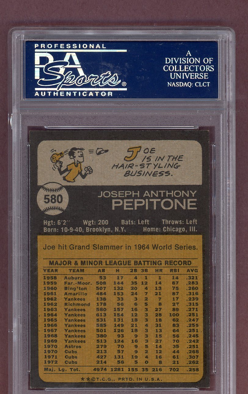 1973 Topps Baseball #580 Joe Pepitone Cubs PSA 9 MINT 563724