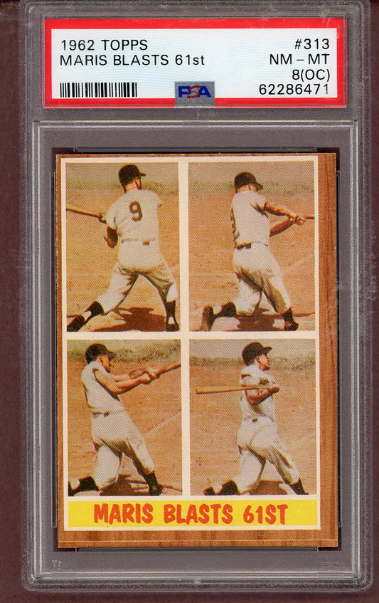 1962 Topps Baseball #313 Roger Maris IA Yankees PSA 8 NM/MT oc 563745