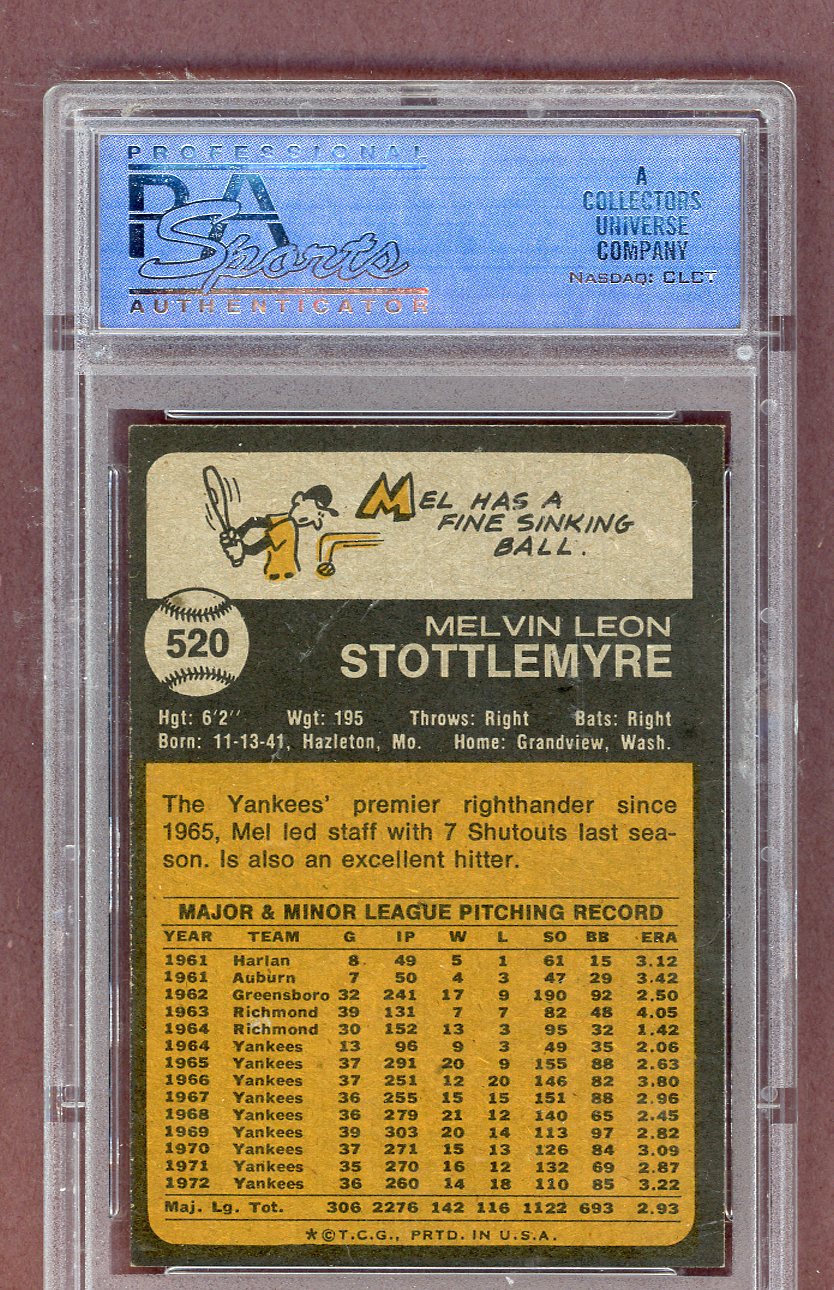 1973 Topps Baseball #520 Mel Stottlemyre Yankees PSA 8 NM/MT 563747