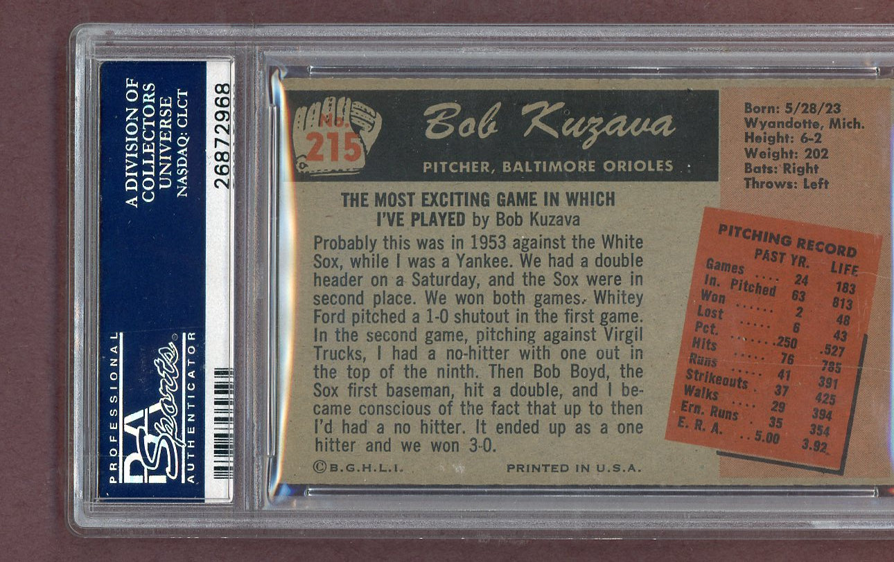 1955 Bowman Baseball #215 Bob Kuzava Orioles PSA 6 EX-MT 563748