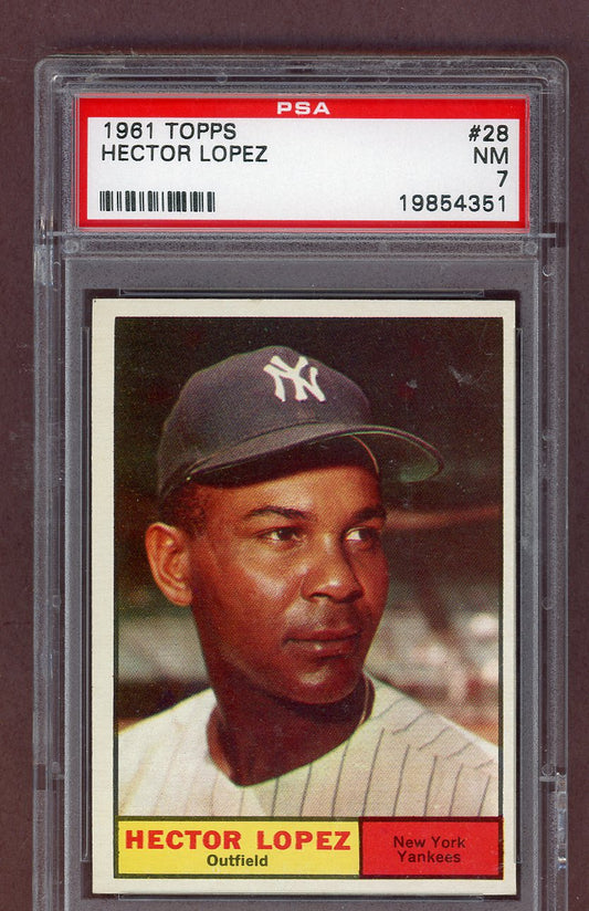 1961 Topps Baseball #028 Hector Lopez Yankees PSA 7 NM 563751