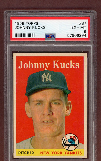 1958 Topps Baseball #087 Johnny Kucks Yankees PSA 6 EX-MT 563752