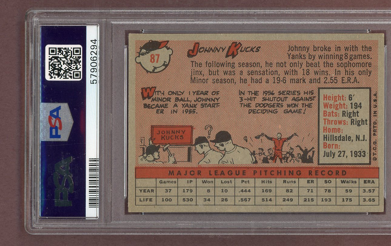 1958 Topps Baseball #087 Johnny Kucks Yankees PSA 6 EX-MT 563752