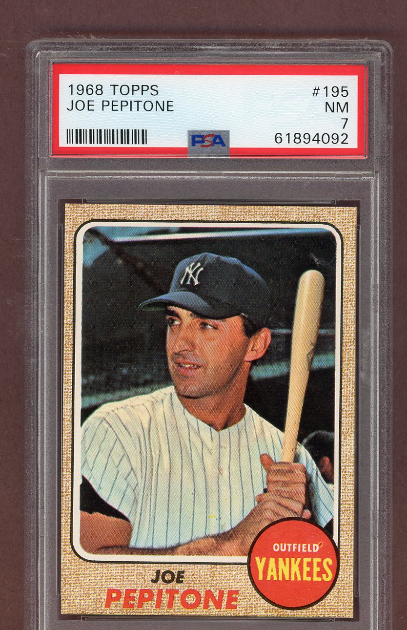 1968 Topps Baseball #195 Joe Pepitone Yankees PSA 7 NM 563755