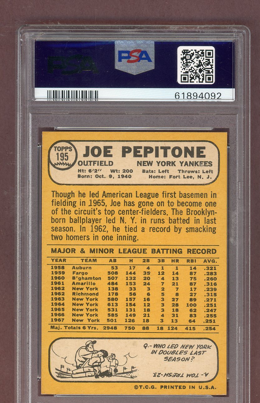 1968 Topps Baseball #195 Joe Pepitone Yankees PSA 7 NM 563755