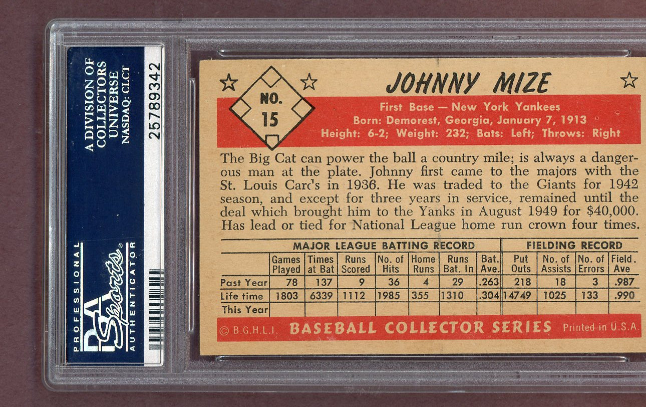 1953 Bowman B&W Baseball #015 Johnny Mize Yankees PSA 5 EX 563756