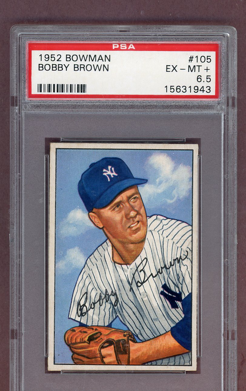 1952 Bowman Baseball #105 Bobby Brown Yankees PSA 6.5 EX-MT+ 563760
