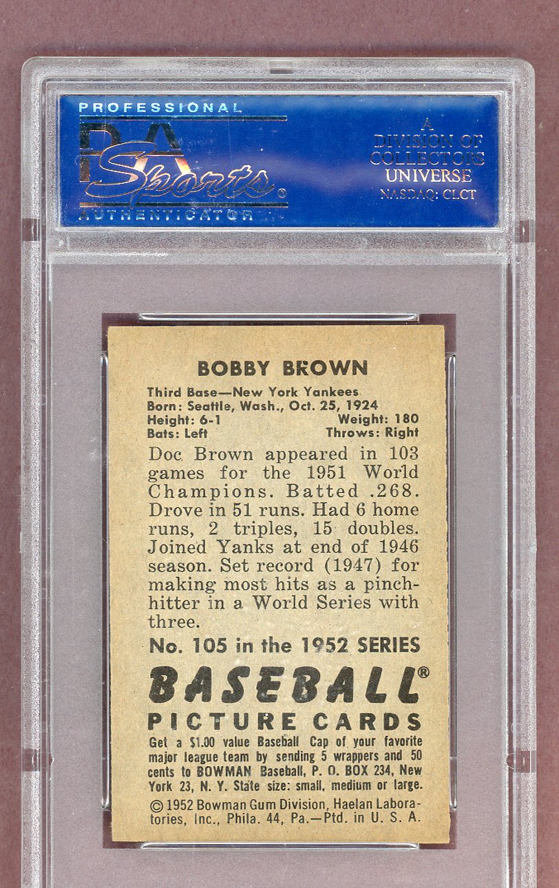 1952 Bowman Baseball #105 Bobby Brown Yankees PSA 6.5 EX-MT+ 563760