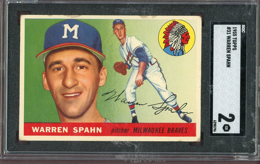1955 Topps Baseball #031 Warren Spahn Braves SGC 2 GD 563769