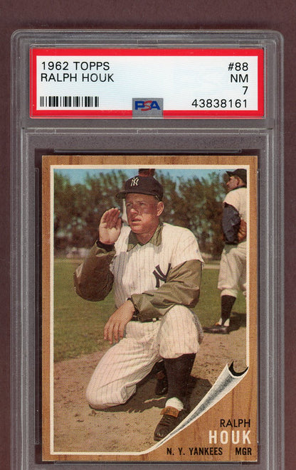 1962 Topps Baseball #088 Ralph Houk Yankees PSA 7 NM 563772
