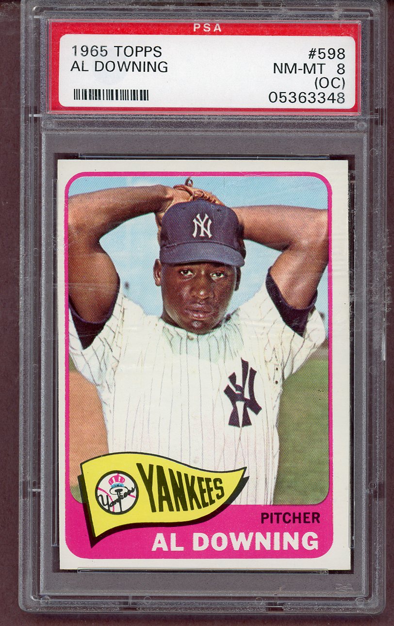 1965 Topps Baseball #598 Al Downing Yankees PSA 8 NM/MT oc 563773