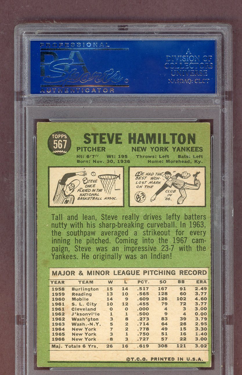 1967 Topps Baseball #567 Steve Hamilton Yankees PSA 5 EX 563775
