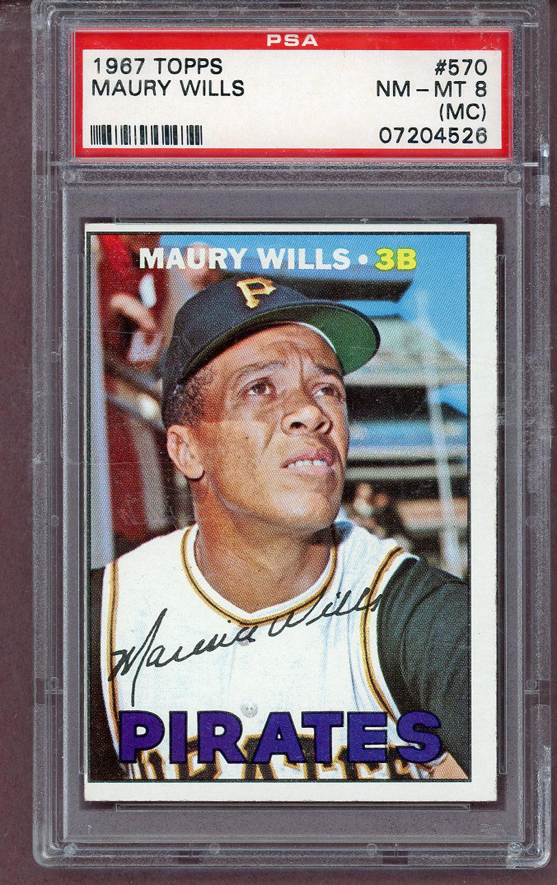 1967 Topps Baseball #570 Maury Wills Pirates PSA 8 NM/MT mc 563777
