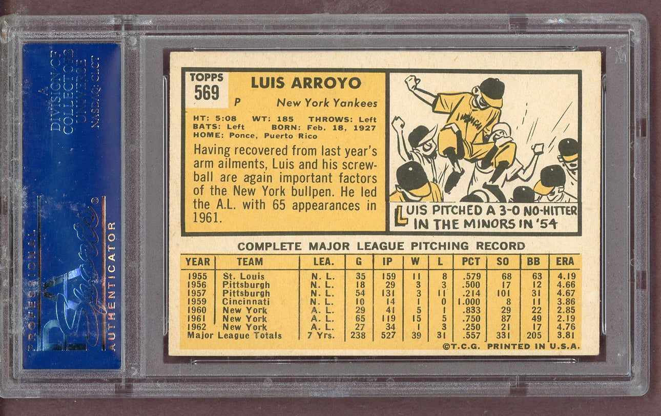 1963 Topps Baseball #569 Luis Arroyo Yankees PSA 6 EX-MT 563778