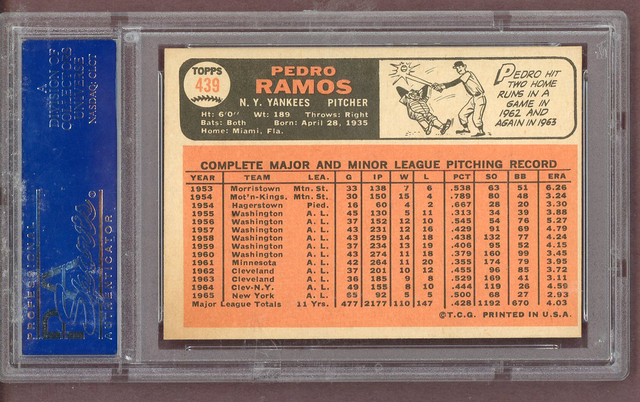 1966 Topps Baseball #439 Pedro Ramos Yankees PSA 6 EX-MT 563782