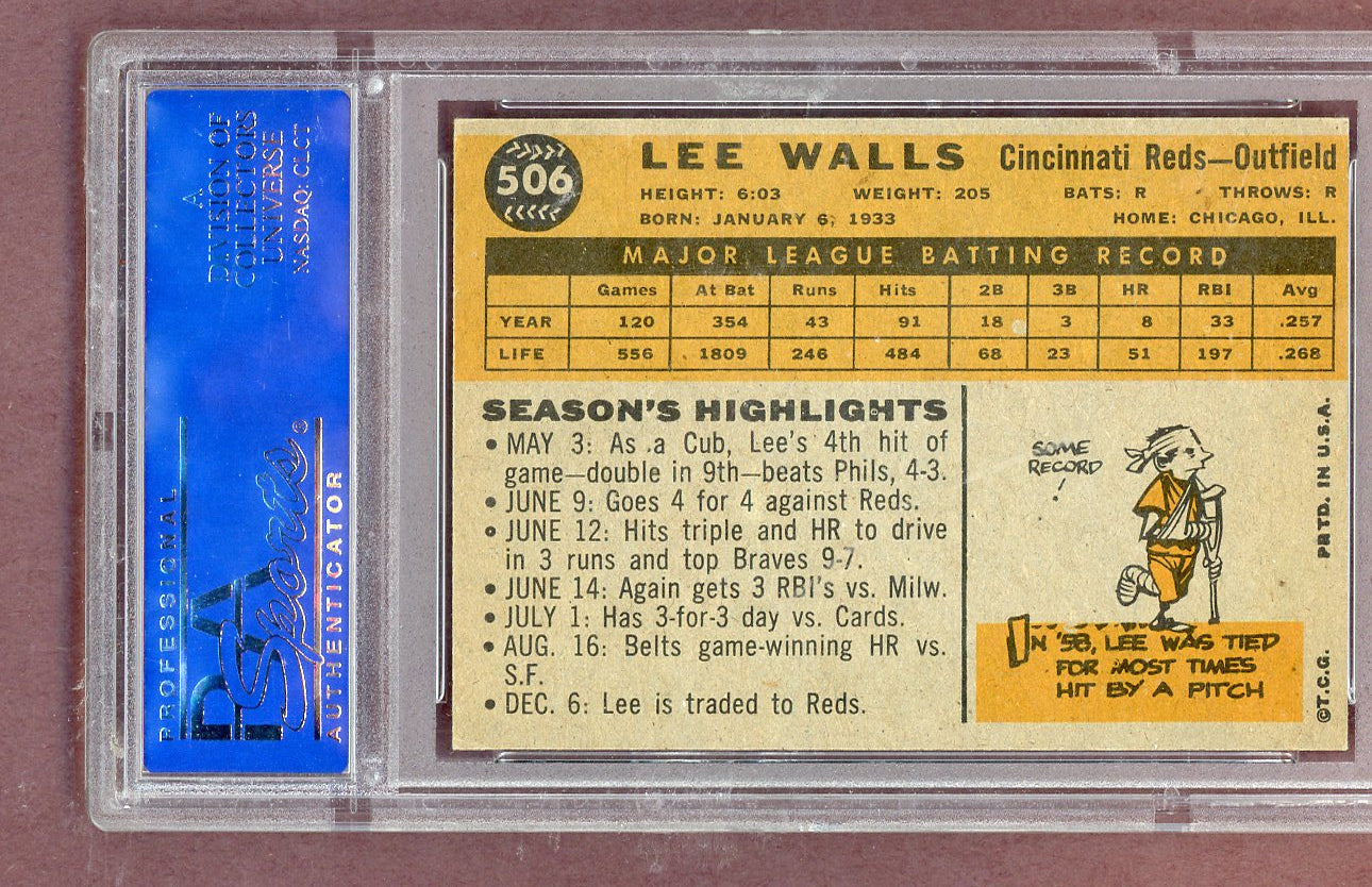 1960 Topps Baseball #506 Lee Walls Reds PSA 6 EX-MT 563783