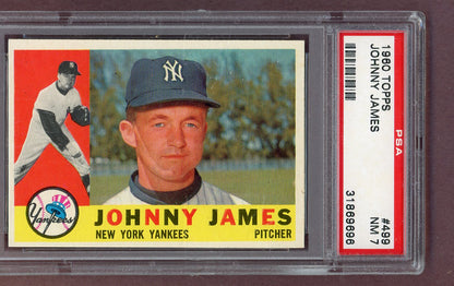 1960 Topps Baseball #499 Johnny James Yankees PSA 7 NM 563784