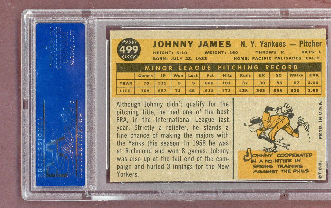 1960 Topps Baseball #499 Johnny James Yankees PSA 7 NM 563784