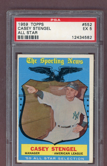 1959 Topps Baseball #552 Casey Stengel A.S. Yankees PSA 5 EX 563787