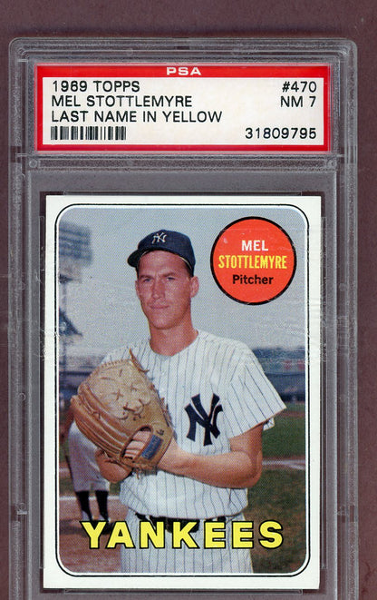 1969 Topps Baseball #470 Mel Stottlemyre Yankees PSA 7 NM 563788